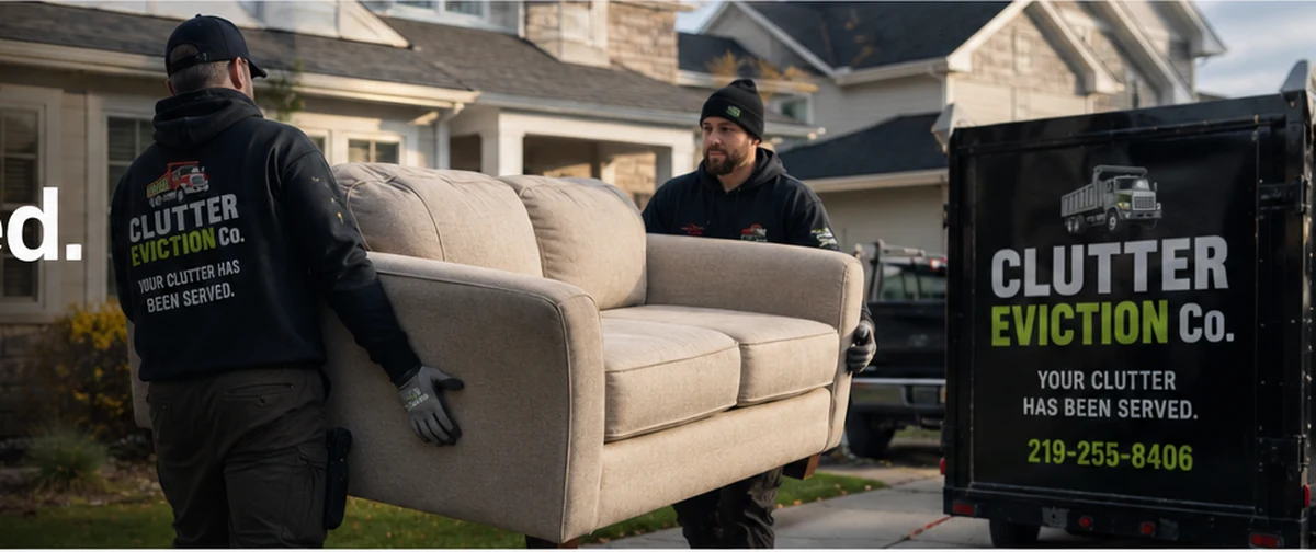 Junk removal crew moving household items